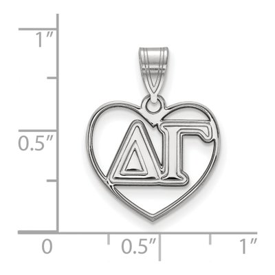 Delta Gamma Sterling Silver Medium Heart Pendant – view 2