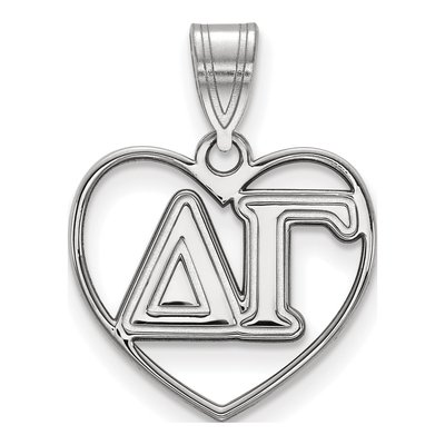 Delta Gamma Sterling Silver Medium Heart Pendant