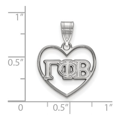Gamma Phi Beta Sterling Silver Medium Heart Pendant – view 2