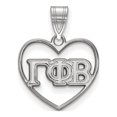 Gamma Phi Beta Sterling Silver Medium Heart Pendant
