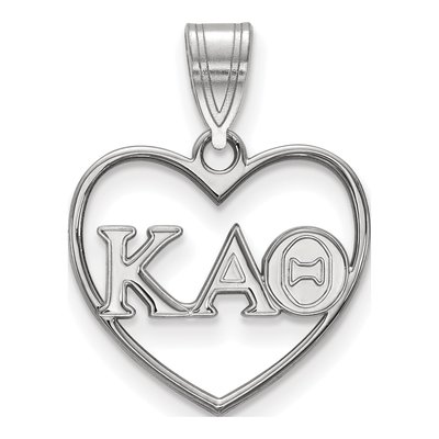 Kappa Alpha Theta Sterling Silver Medium Heart Pendant