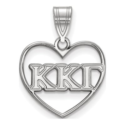 Kappa Kappa Gamma Sterling Silver Medium Heart Pendant