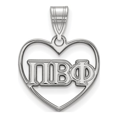 Pi Beta Phi Sterling Silver Medium Heart Pendant