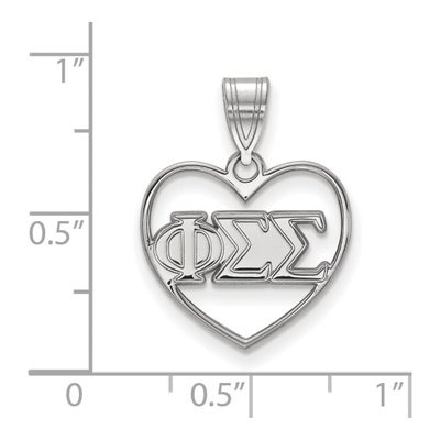 Phi Sigma Sigma Sterling Silver Medium Heart Pendant – view 2
