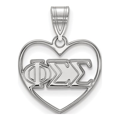 Phi Sigma Sigma Sterling Silver Medium Heart Pendant