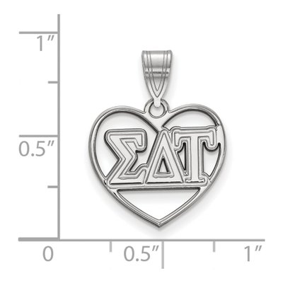 Sigma Delta Tau Sterling Silver Medium Heart Pendant – view 2