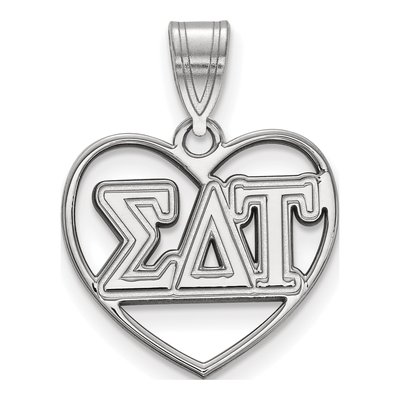 Sigma Delta Tau Sterling Silver Medium Heart Pendant