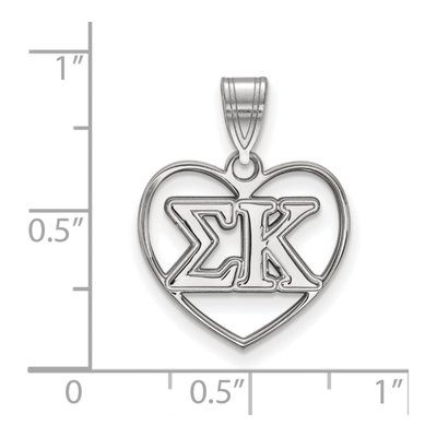 Sigma Kappa Sterling Silver Medium Heart Pendant – view 2