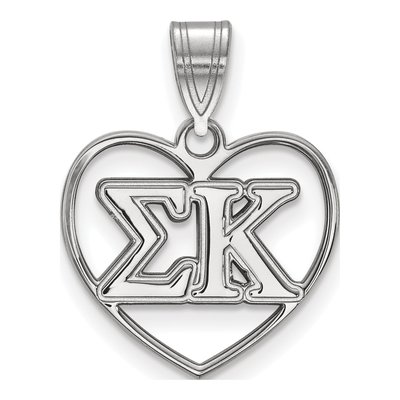 Sigma Kappa Sterling Silver Medium Heart Pendant