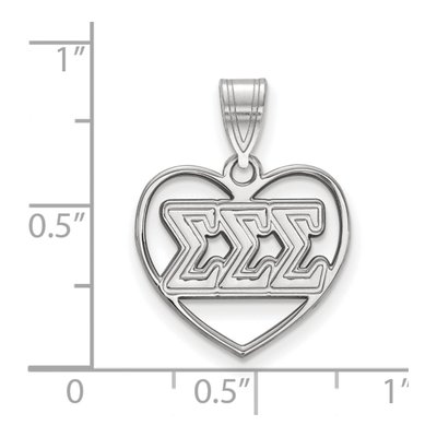 Sigma Sigma Sigma Sterling Silver Medium Tri Heart Pendant – view 2