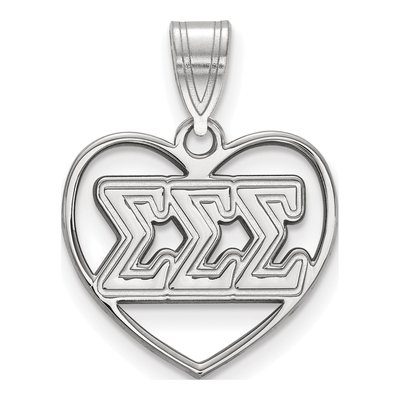 Sigma Sigma Sigma Sterling Silver Medium Tri Heart Pendant