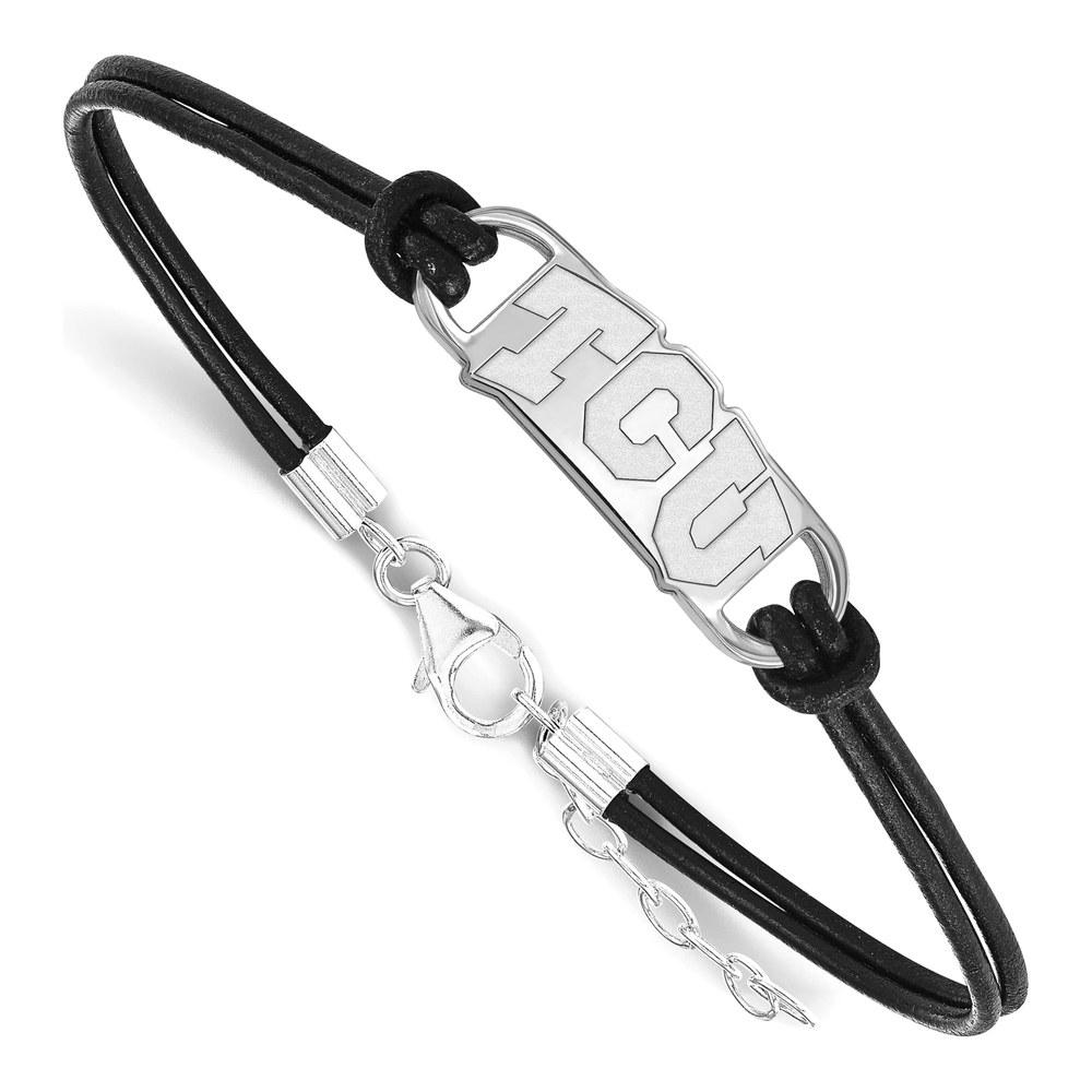 Texas Christian University Sterling Silver Small TCU Leather Bracelet