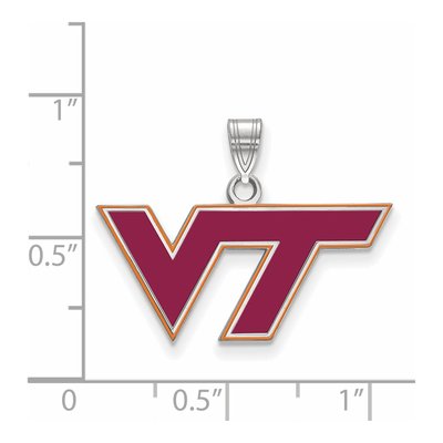Virginia Tech Sterling Silver V-T Enamel Pendant – view 2