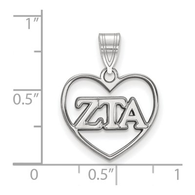 Zeta Tau Alpha Sterling Silver Medium Heart Pendant – view 2