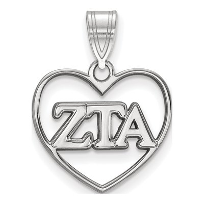Zeta Tau Alpha Sterling Silver Medium Heart Pendant