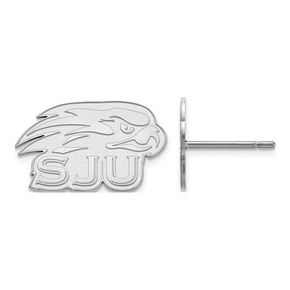 Sterling Silver Rhodium-Plated Logoart Saint Joseph's University Hawks Extra Small Post Earrings