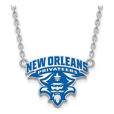 University of New Orleans Sterling Silver U-N-O Large Enameled Pendant Necklace