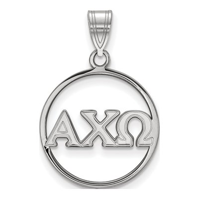 Alpha Chi Omega Sterling Silver Large Circle Pendant