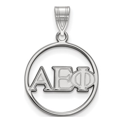 Alpha Epsilon Phi Sterling Silver Sorority Greek Letters Small Circle Pendant