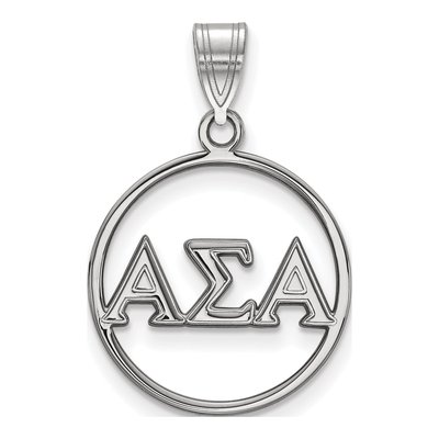 Alpha Sigma Alpha Sterling Silver Small Circle Pendant