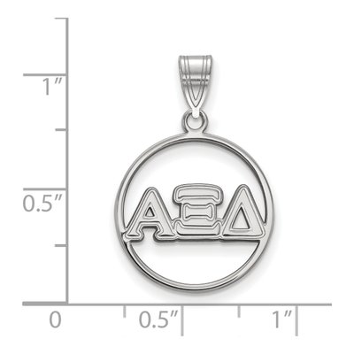 Alpha Xi Delta Sterling Silver Sorority Greek Letters Medium Circle Pendant – view 2