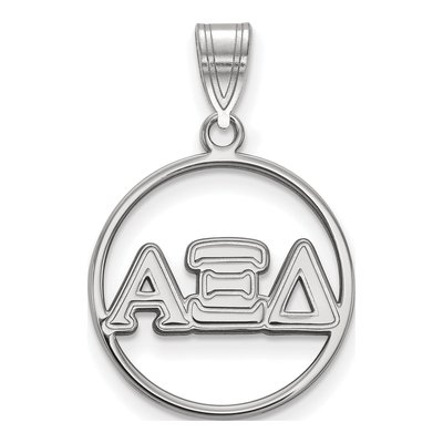 Alpha Xi Delta Sterling Silver Sorority Greek Letters Medium Circle Pendant
