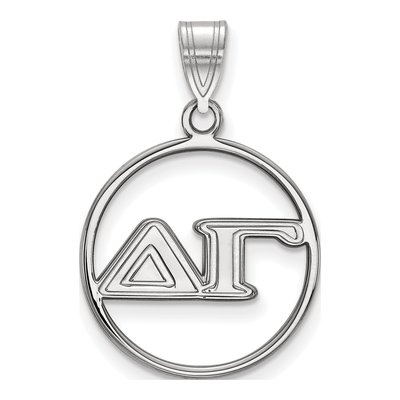 Delta Gamma Sterling Silver Medium Circle Pendant