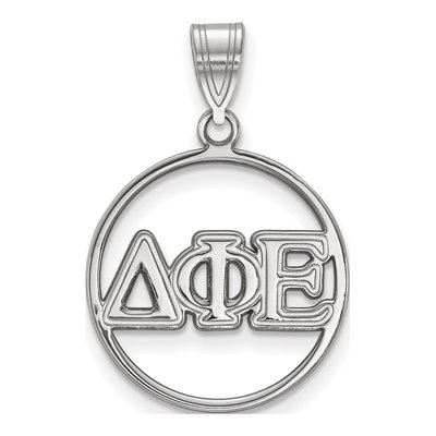 Delta Phi Epsilon Sterling Silver Medium Circle Pendant