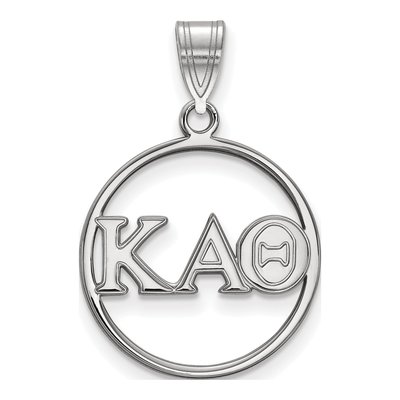 Kappa Alpha Theta Sterling Silver Sorority Greek Letters Medium Circle Pendant