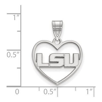 Louisiana State University Sterling Silver Medium LSU Heart Pendant – view 2