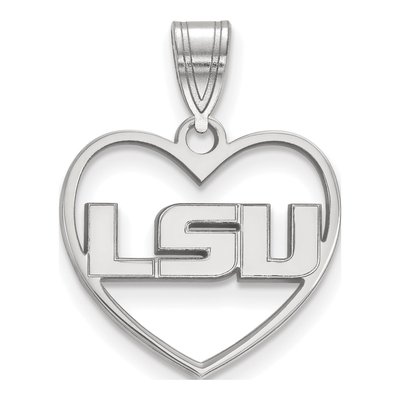 Louisiana State University Sterling Silver Medium LSU Heart Pendant
