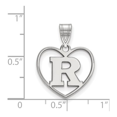 Rutgers University Sterling Silver Medium Heart Letter R Pendant – view 2