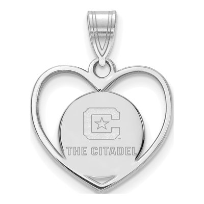 The Citadel Sterling Silver Medium Heart Pendant