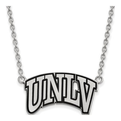 University of Nevada Las Vegas Sterling Silver Large UNLV Rebels Enamel Pendant Necklace