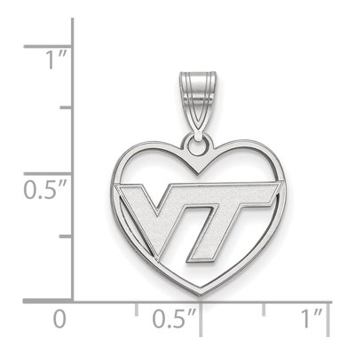 Virginia Tech Sterling Silver Medium V-T Heart Pendant – view 2