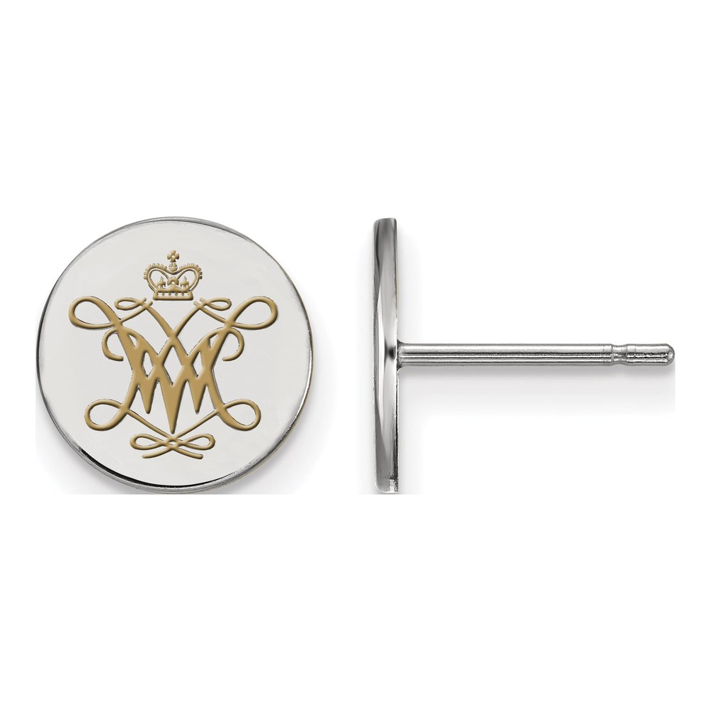 College of William & Mary Sterling Silver Extra Small Enamel Disc Stud Earrings