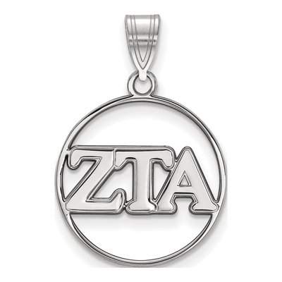 Zeta Tau Alpha Sterling Silver Medium Circle Pendant