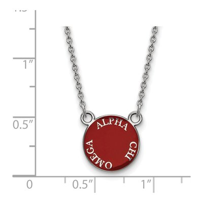 Alpha Chi Omega Sterling Silver Sorority Text Small Color Enamel Necklace – view 2
