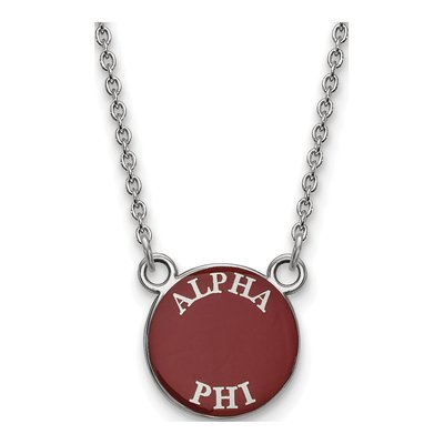 Alpha Phi Sterling Silver Small Enamel Pendant Necklace