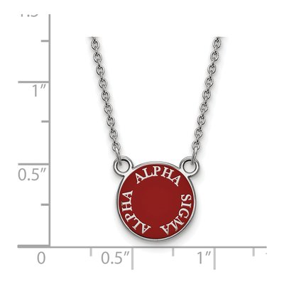 Alpha Sigma Alpha Sterling Silver Sorority Text Small Color Enamel Necklace – view 2