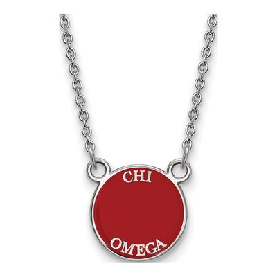 Chi Omega Sterling Silver Extra Small Enamel Pendant Necklace