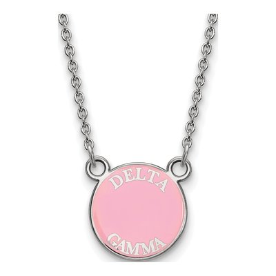 Delta Gamma Sterling Silver Small Enamel Necklace