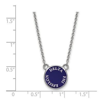 Delta Phi Epsilon Sterling Silver Sorority Text Small Color Enamel Necklace – view 2
