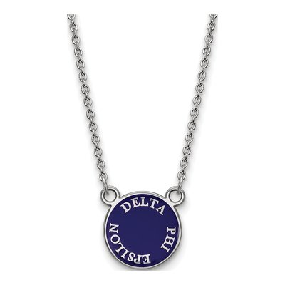 Delta Phi Epsilon Sterling Silver Sorority Text Small Color Enamel Necklace