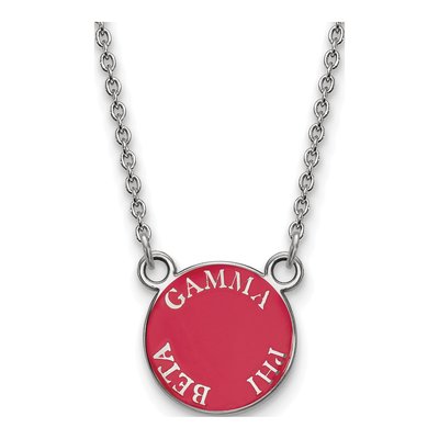Gamma Phi Beta Sterling Silver Sorority Text Small Color Enamel Necklace