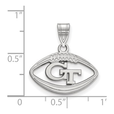 Georgia Institute of Technology Sterling Silver Medium Tech Football Pendant – view 2