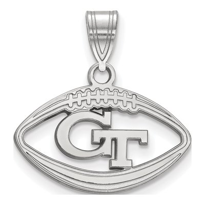 Georgia Institute of Technology Sterling Silver Medium Tech Football Pendant