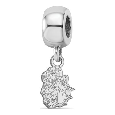 James Madison University Sterling Silver Extra Small Duke Dog Dangle Bead