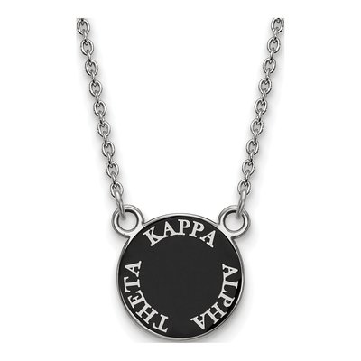Kappa Alpha Theta Sterling Silver Sorority Text Small Color Enamel Necklace