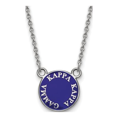 Kappa Kappa Gamma Sterling Silver Sorority Text Small Color Enamel Necklace